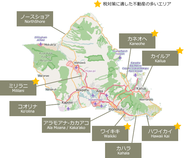 オアフ島の主な不動産投資エリア